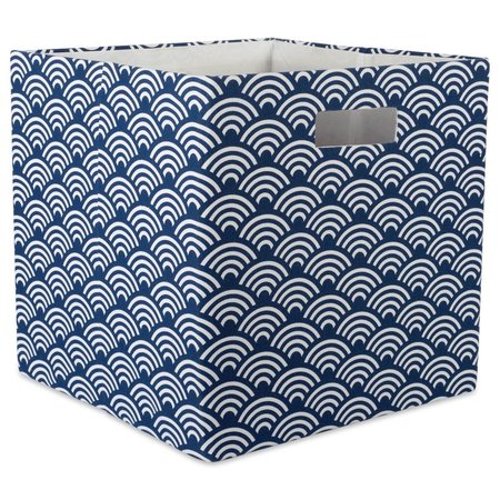 DESIGN IMPORTS 11 in x 11 in x 11 in Waves Square Polyester Storage Cube, Nautical Blue CAMZ36638